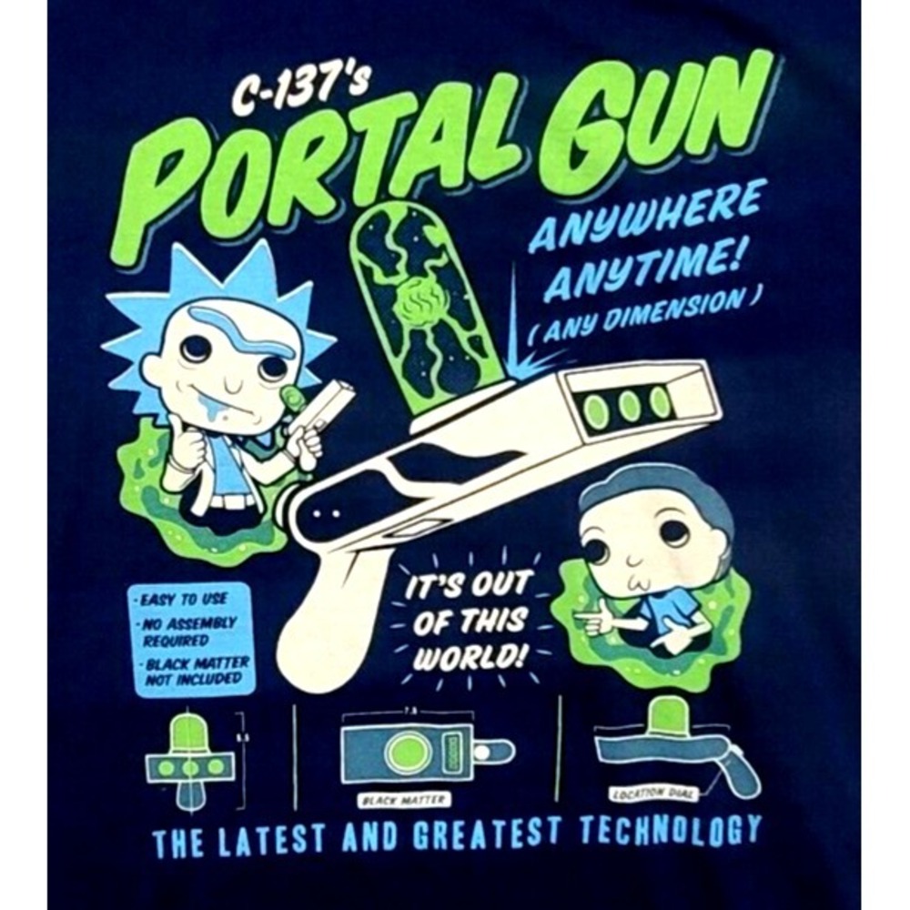 C-137's Portal Gun POP! Tees Mens‎ XL T Shirt Blue